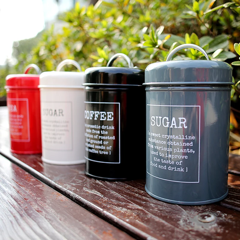 

Metal Colorful Seal Jar Storage Tank Cover Steel Kitchen Classical Desktop Storage Bottle Case Home Coffee Sugar Tea Container