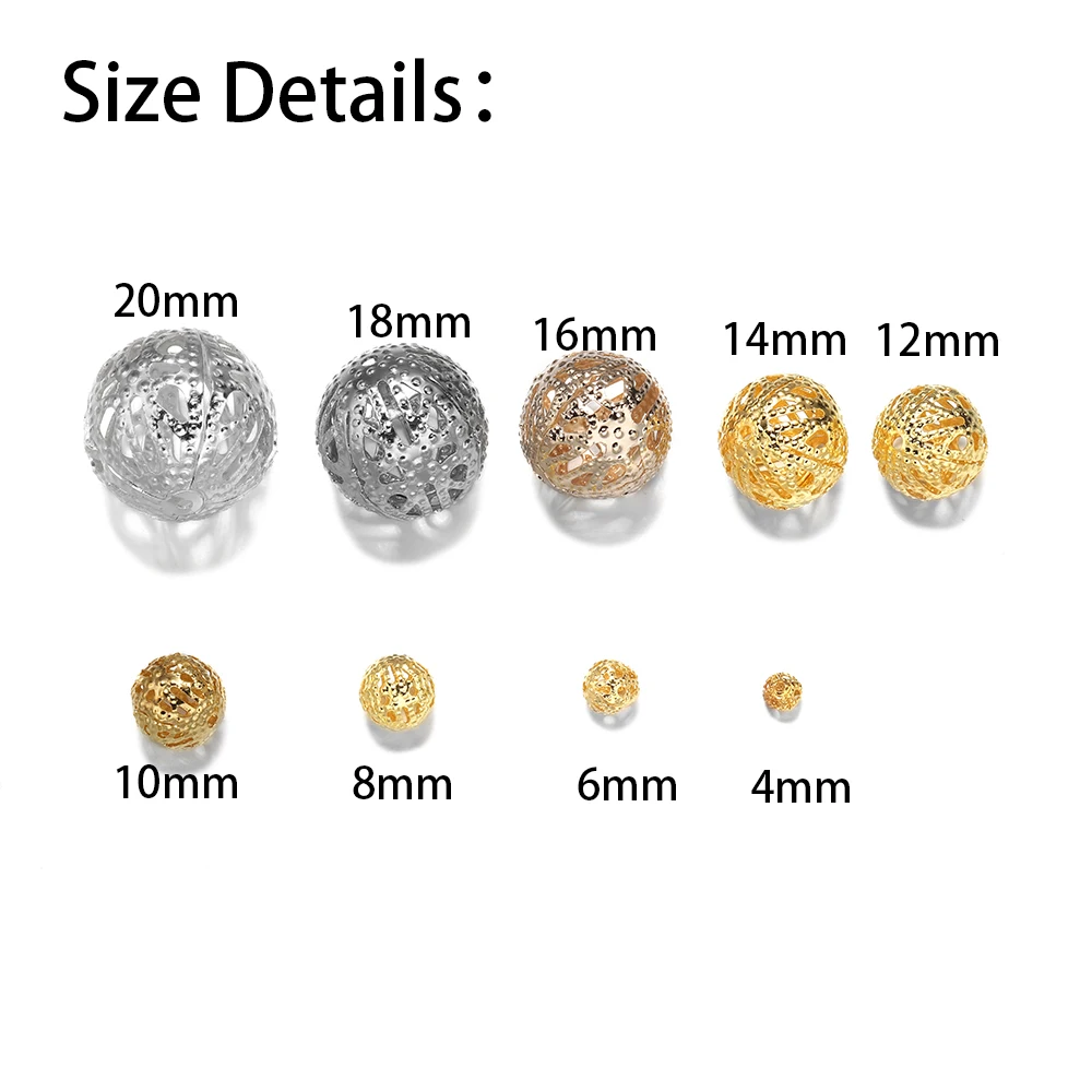 10-200 шт./лот филигранные полые шарики шапочки Круглые Обжимные семена разделители