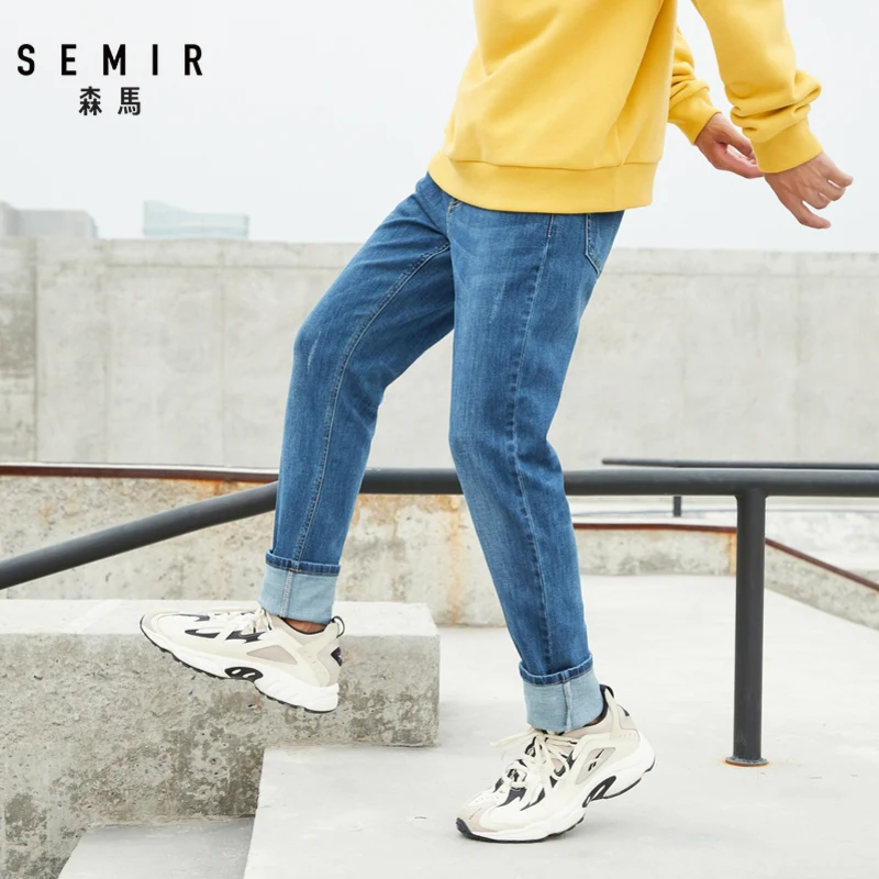 Мужские прямые джинсы Semir черные зауженные брюки из стрейча для молодежи 2019 |