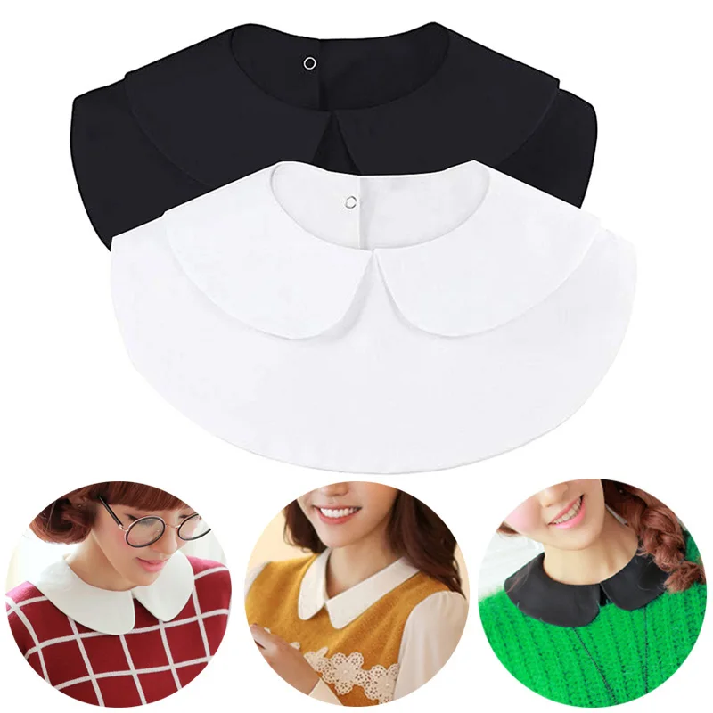 Shirt Fake Collar Vintage solid White Black Tie Detachable Lapel False Removable Women Girls Clothes Accessories |