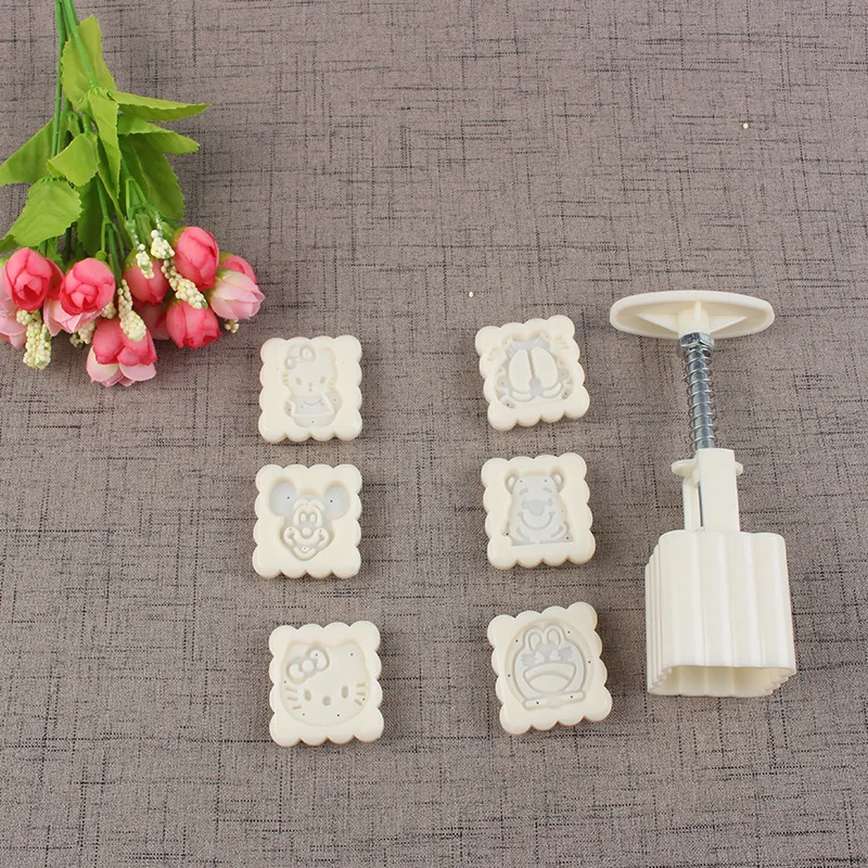 7 шт. штампы 50 г квадратная Милая мультяшная луна торт форма ручное давление