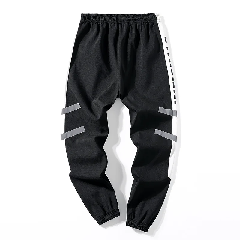 

Summer Teens Letter Stripe Pant Men Casual Loose Drawstring Beach Trousers Male Pants