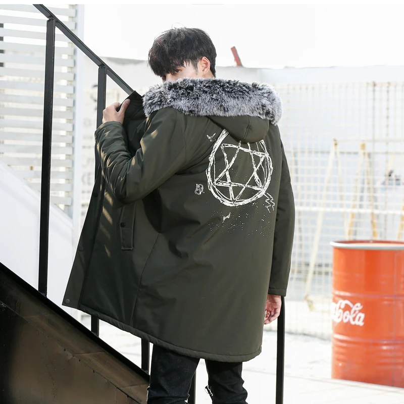 

Nice New Harajuku Autumn Winter Jacket Men Thick Warm Long Jackets Parkas Hombre Mens Hooded Jacket Long Trench Coat