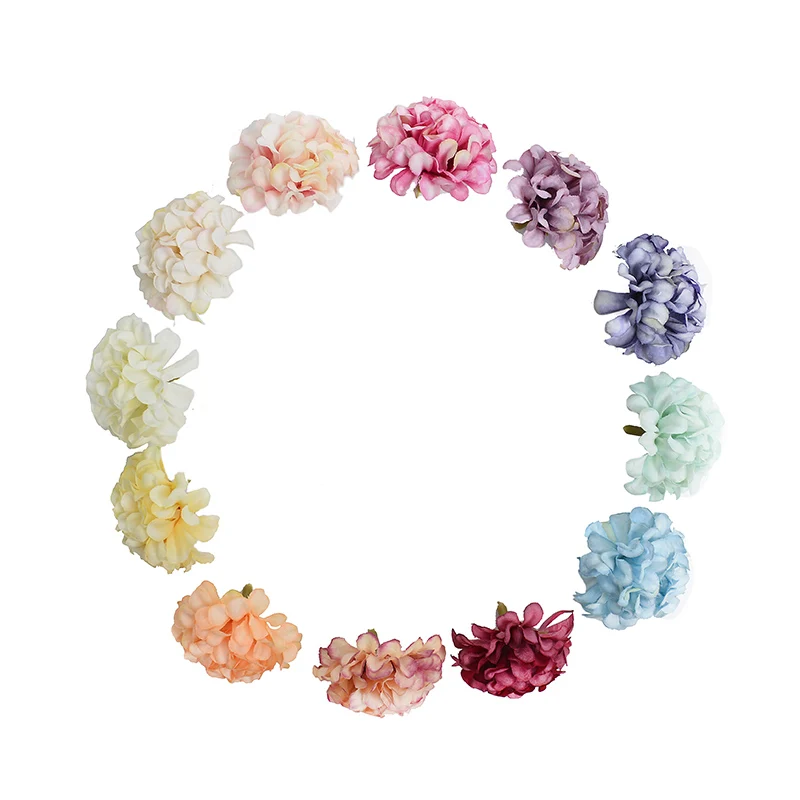 10 шт. искусственные цветы 4 5 см Гортензия Цветочная головка для свадебной - Фото №1
