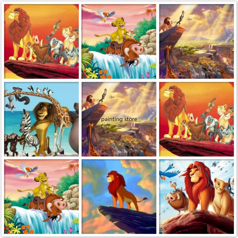 

Disney Lion King 5D Diy Diamond Painting Cross Stitch Kits Full Square Round Mosaic Pattern Diamond Embroidered Room Decor Gift
