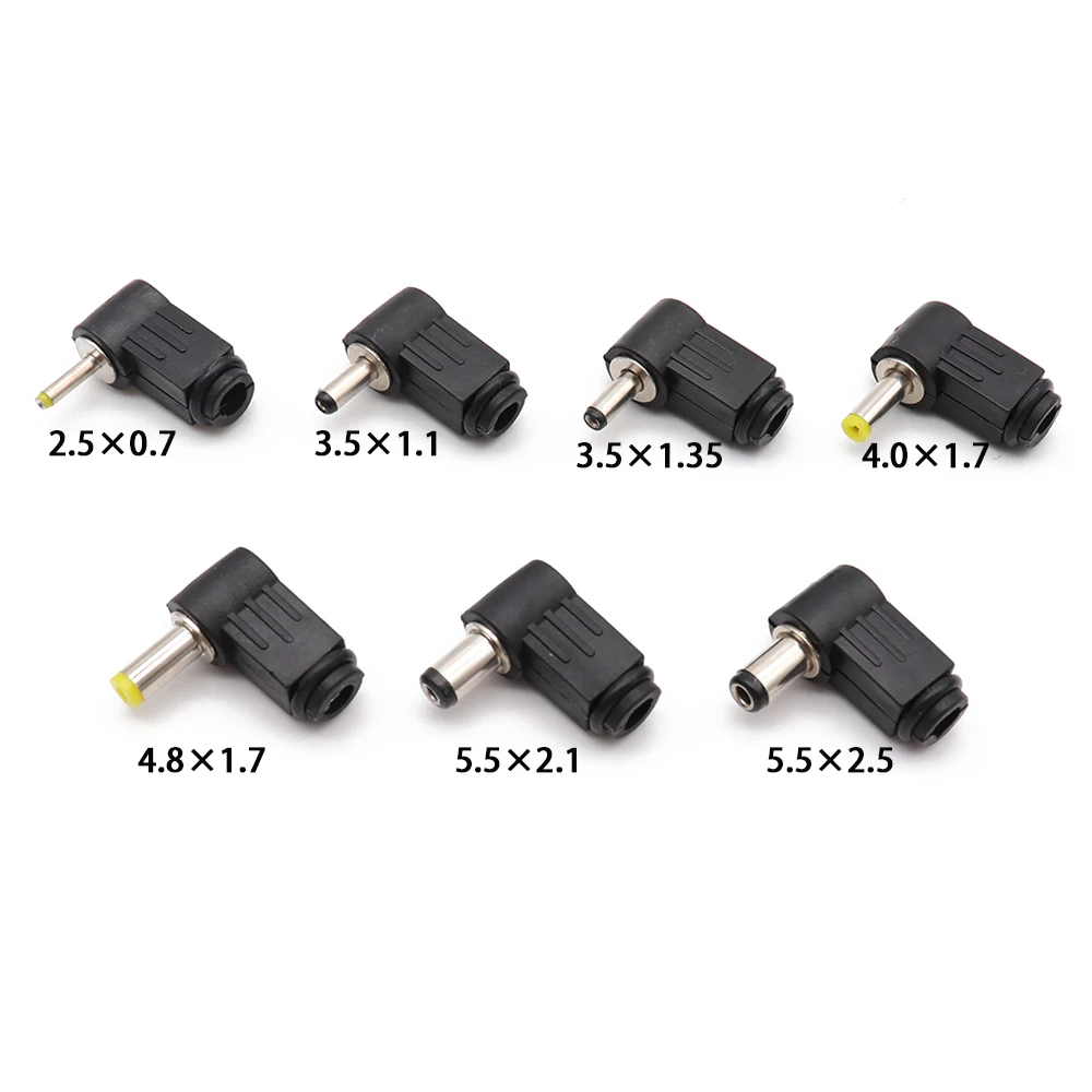 

DC Power Male Plug Jack Adapter 90 Degree Male 5.5x2.1mm 5.5x2.5mm 4.8x1.7mm 4.0x1.7mm 3.5x1.35mm 2.5x0.7mm 2.0x0.6mm