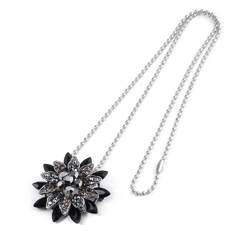 Черный Георгин ожерелье в винтажном стиле виде цветка булавки для женщин банкета