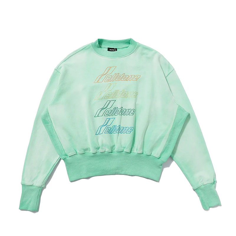 

We11done Tide Brand Tie-dye Retro Barrage Sweater Solid Color Loose Casual Pullover Top Women