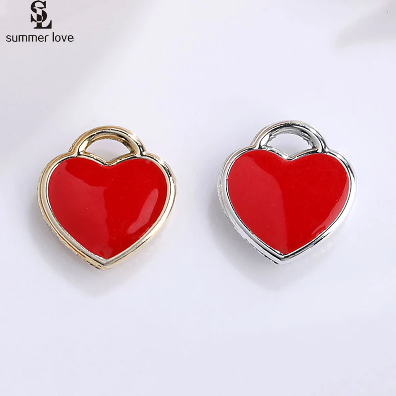 

Подвески из эмалированного сплава в форме красного сердца для изготовления ювелирных изделий, 10 шт./лот