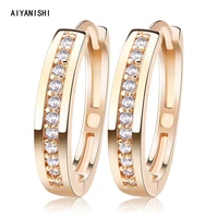 aiyanishi real 925 sterling silver classic hoop earrings luxury sona diamond climbing earrings fashion simple minimal gifts