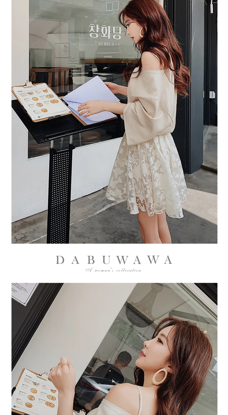Dabuwawa/платье из двух частей, облегающее и яркое, милое, кружевное, в горошек, Сетчатое платье, осень, с v-образным вырезом, с высокой талией, элегантные платья DN1CSA010