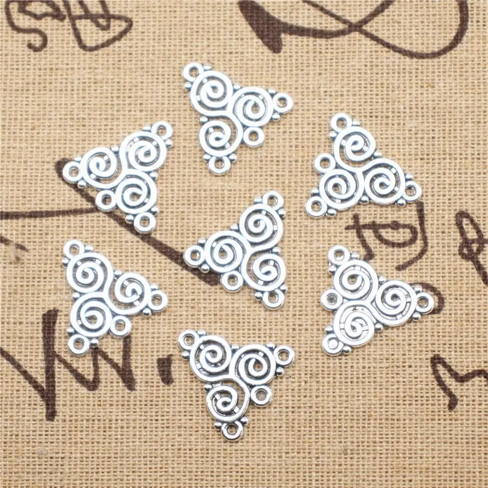 

Charms for jewelry making 10pcs 19x20mm antique silver color Earring connector charms