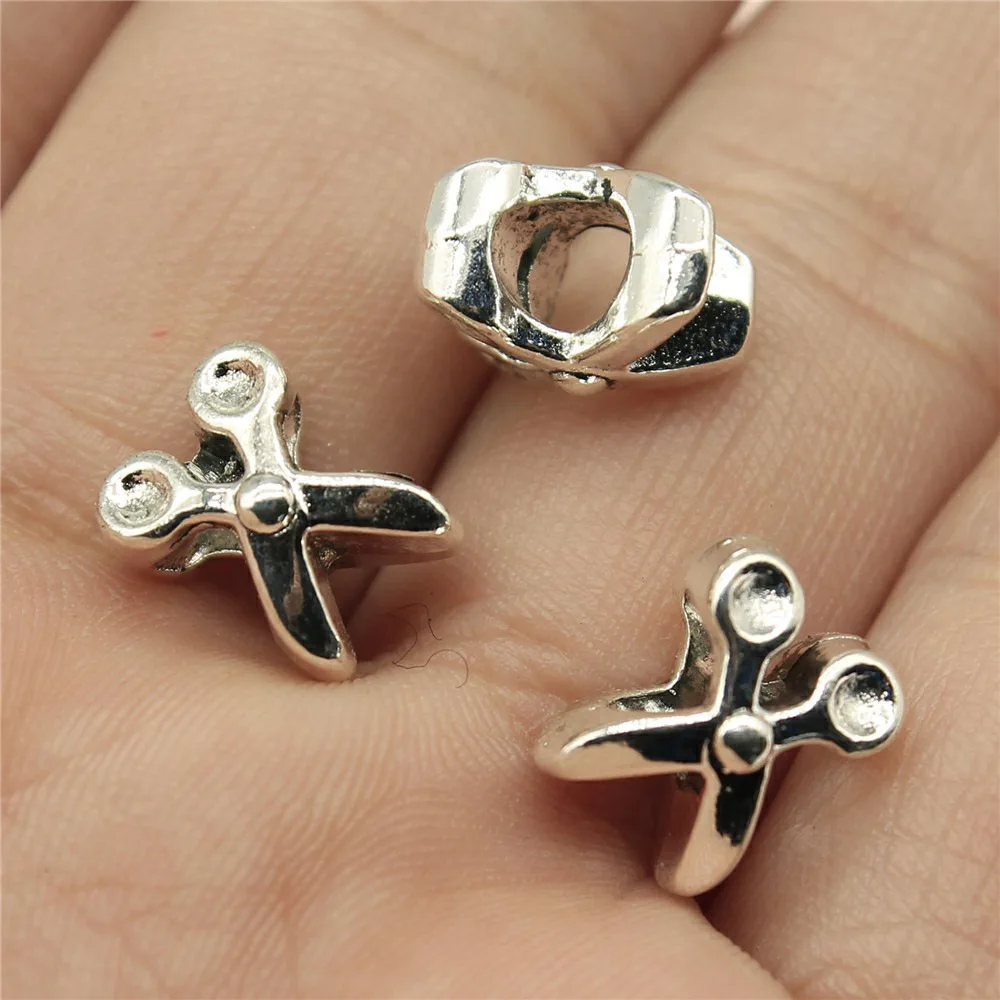 

Антикварный серебряный цвет 11x8x7 мм Ножницы Европейские Бусины с большим отверстием браслет, ювелирные изделия с бриллиантами аксессуары 120...