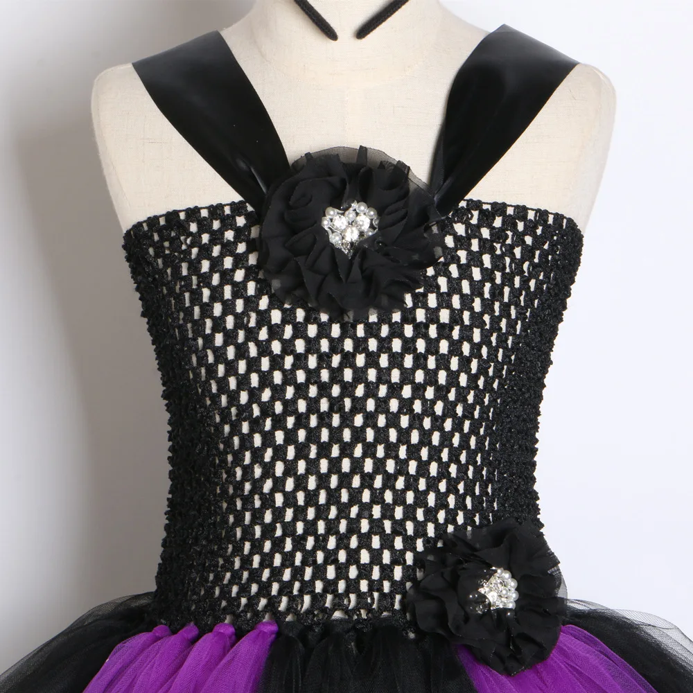 Шикарная мечта фиолетовый черный костюм спящей ведьмы для Хэллоуина вечерние