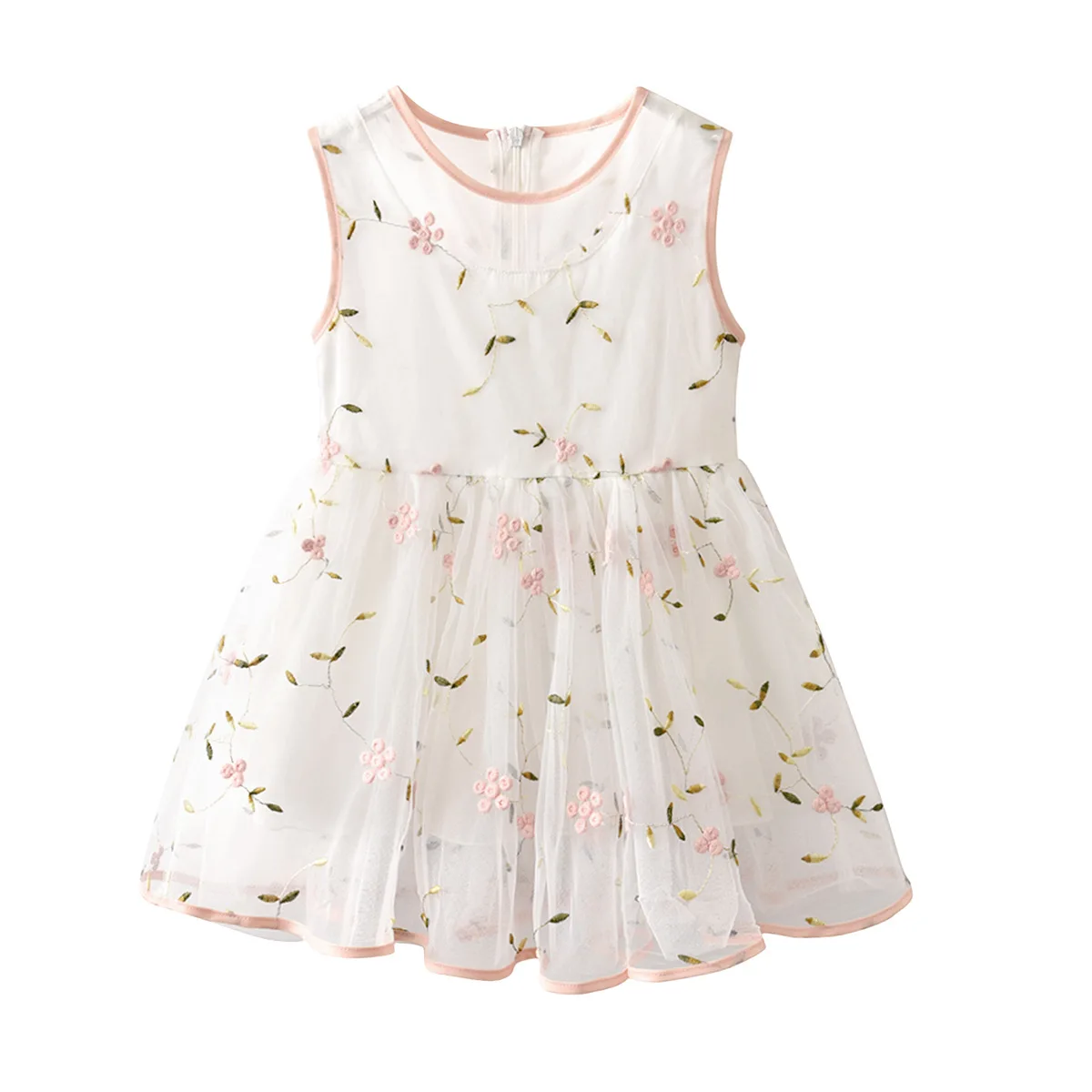 Thunderers Summer Kids Princess Dress Girl Sleeveless Printed Floral Mesh Party Casual Children Clothes | Детская одежда и обувь
