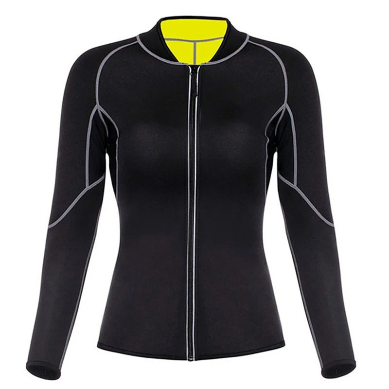 Women's neoprene shaping shirt, slimming body shaper, waistband, zippered blouse, sauna, heated shirt