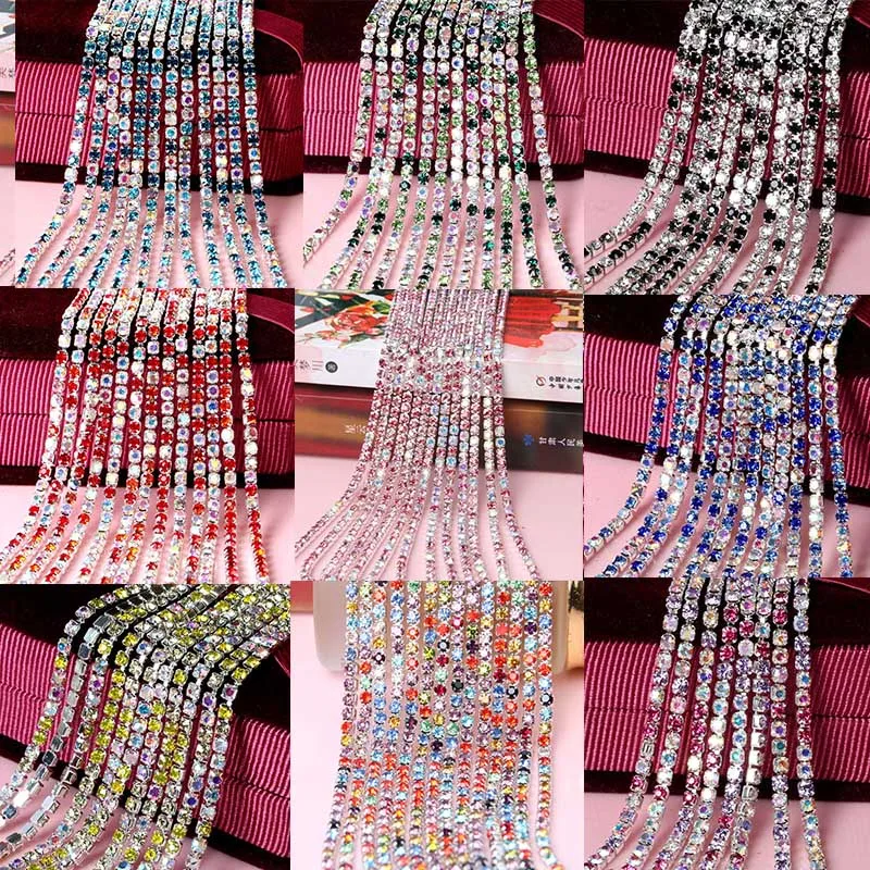 1 ярд/шт. смешанные цвета стеклянные кристаллы стразы цепь цветов радуги пришитые