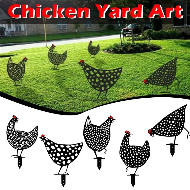 

Black Chicken Yard Art Hen Art Gardening Ornaments Outdoor Garden Backyard Lawn Stakes Hen Yard Decor Gift Easter Decoration