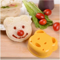 diy yellow cute bear shape design sandwich toast bread biscuits embossed device cake mold making cutter mold kitchen tool