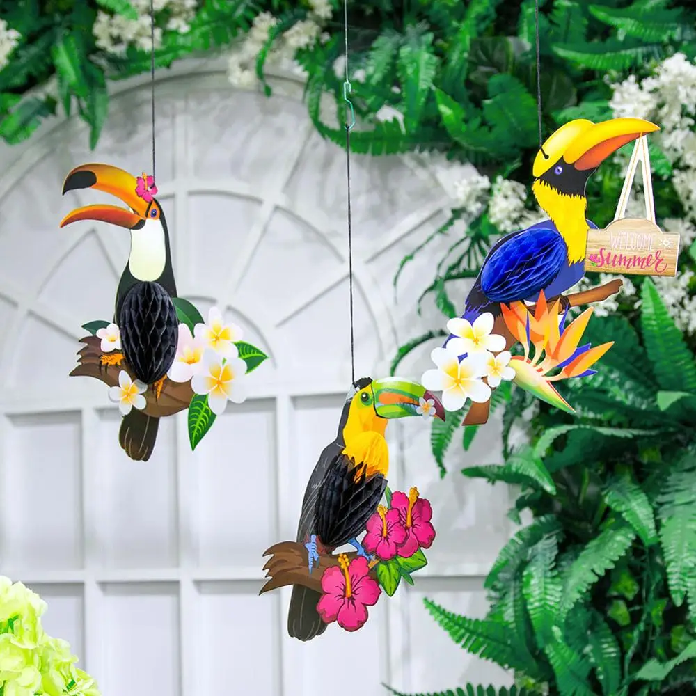 3 шт. тропическая Вечеринка Hanigng Honeycomb Toucan джунгли украшение для детского