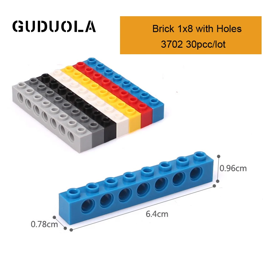 

Детали Guduola 3702, кирпич 1x8 с отверстиями, детали MOC, строительные блоки, креативные игрушки, совместимы с любыми брендами, 30 шт./партия