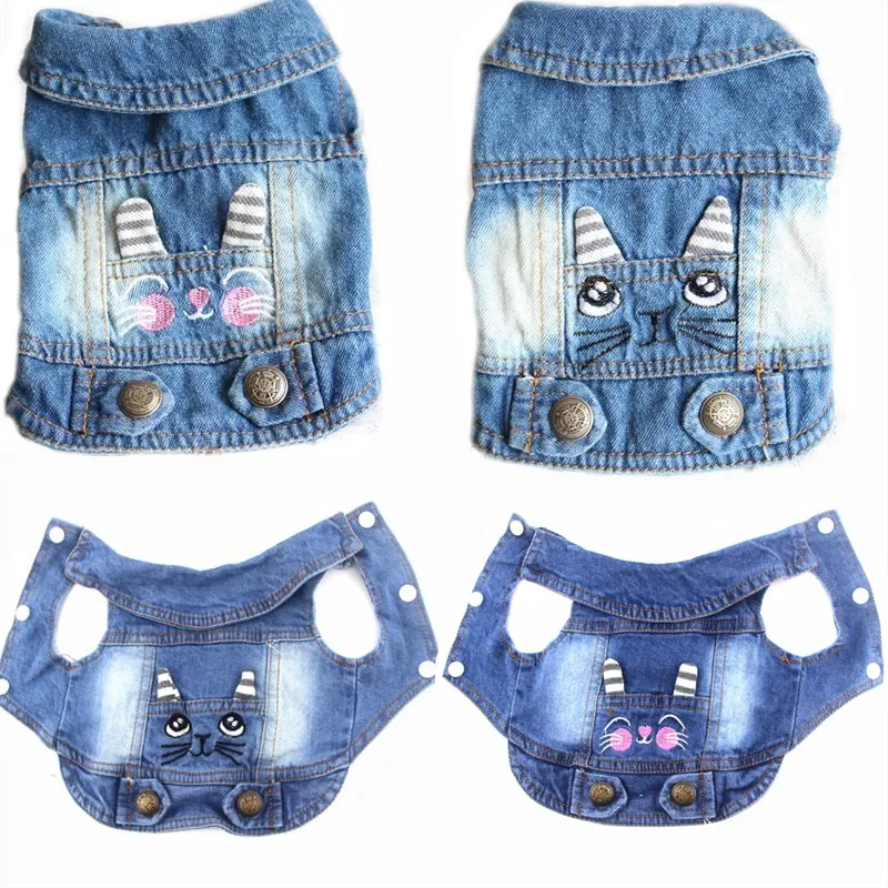 Джинсовый жилет для собак куртка с вышивкой в виде кролика ковбоя одежда