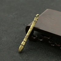 pure brass brush pen figurines home office desk ornaments magic pen miniatures car keychain pendant antique bronze simulation
