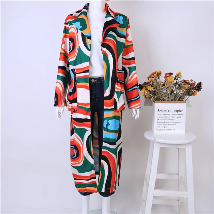 Красочное пальто модное женское осеннее шерстяное зимнее длинное большого