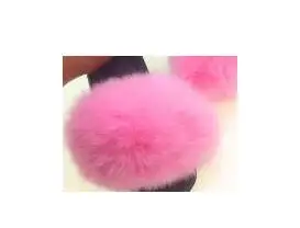 Pink Женские меховые Тапочки большого размера; женские шлепанцы без задника с натуральным лисьим мехом; домашние сандалии с лисьим мехом; женские меховые тапочки; женская домашняя обувь на плоской подошве - Цвет: Pink