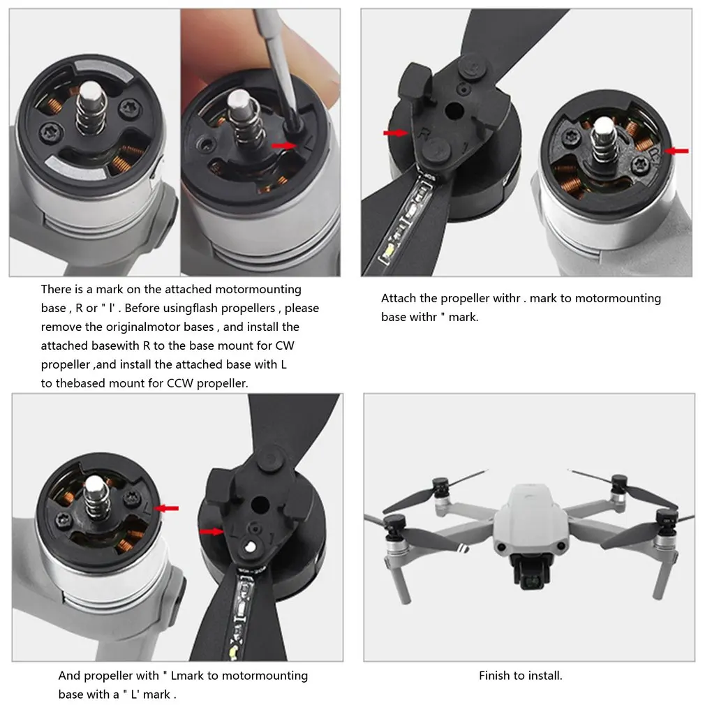 STARTRC Mavic LED Colorful Lights Flash Propeller Rechargeable Propeller Night Flying For DJI Mavic Air 2 Drone Propeller