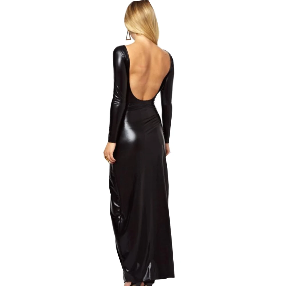 Размера плюс сексуальным вырезом на спине и длинными рукавами Длина платье
