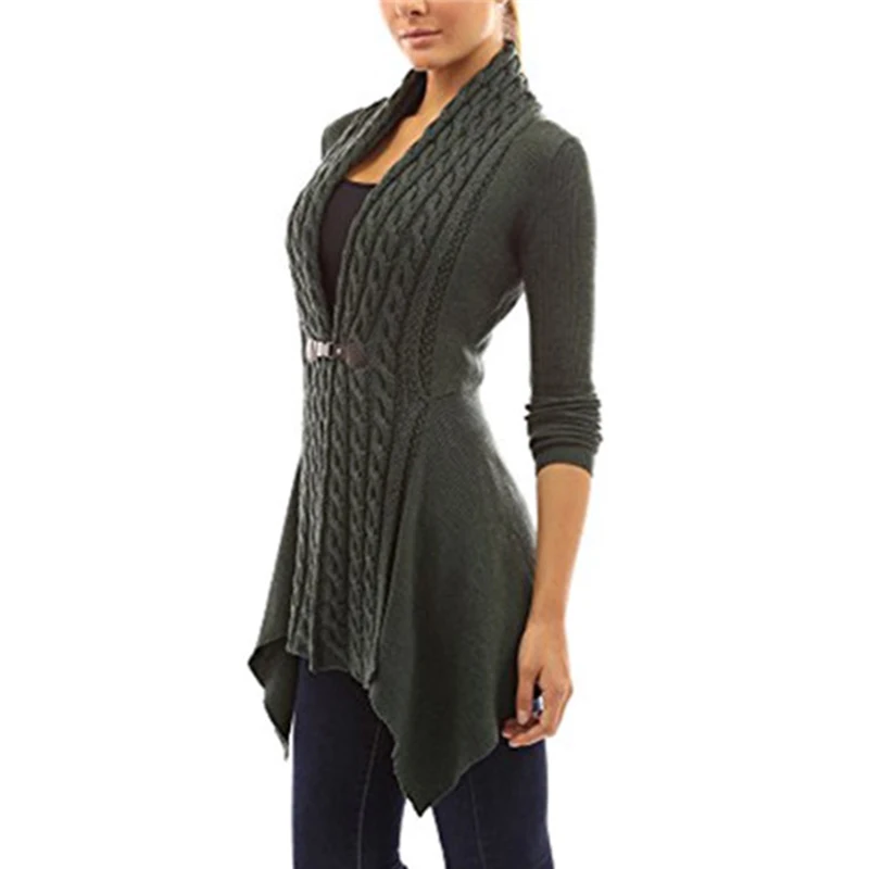 

Women Sweaters Spring All-match Strap Decoration V-neck Long-sleeved Fur Collar Twist Cardigan Casual Sweater