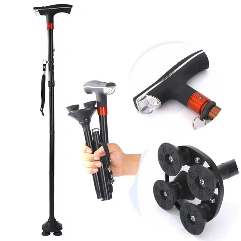 Складная трость для пожилых людей алюминиевая опорная телескопическая