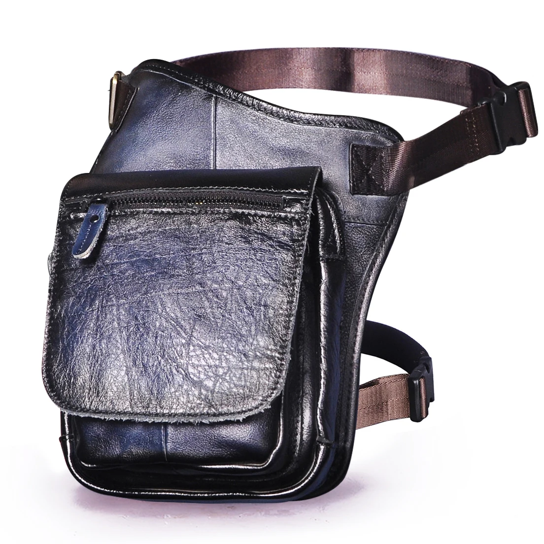 

Genuine Leather Men Design Wine Classic Messenger Sling Bag Fashion Travel Fanny Waist Belt Pack Motorcycle Leg Bag Pouch 6915