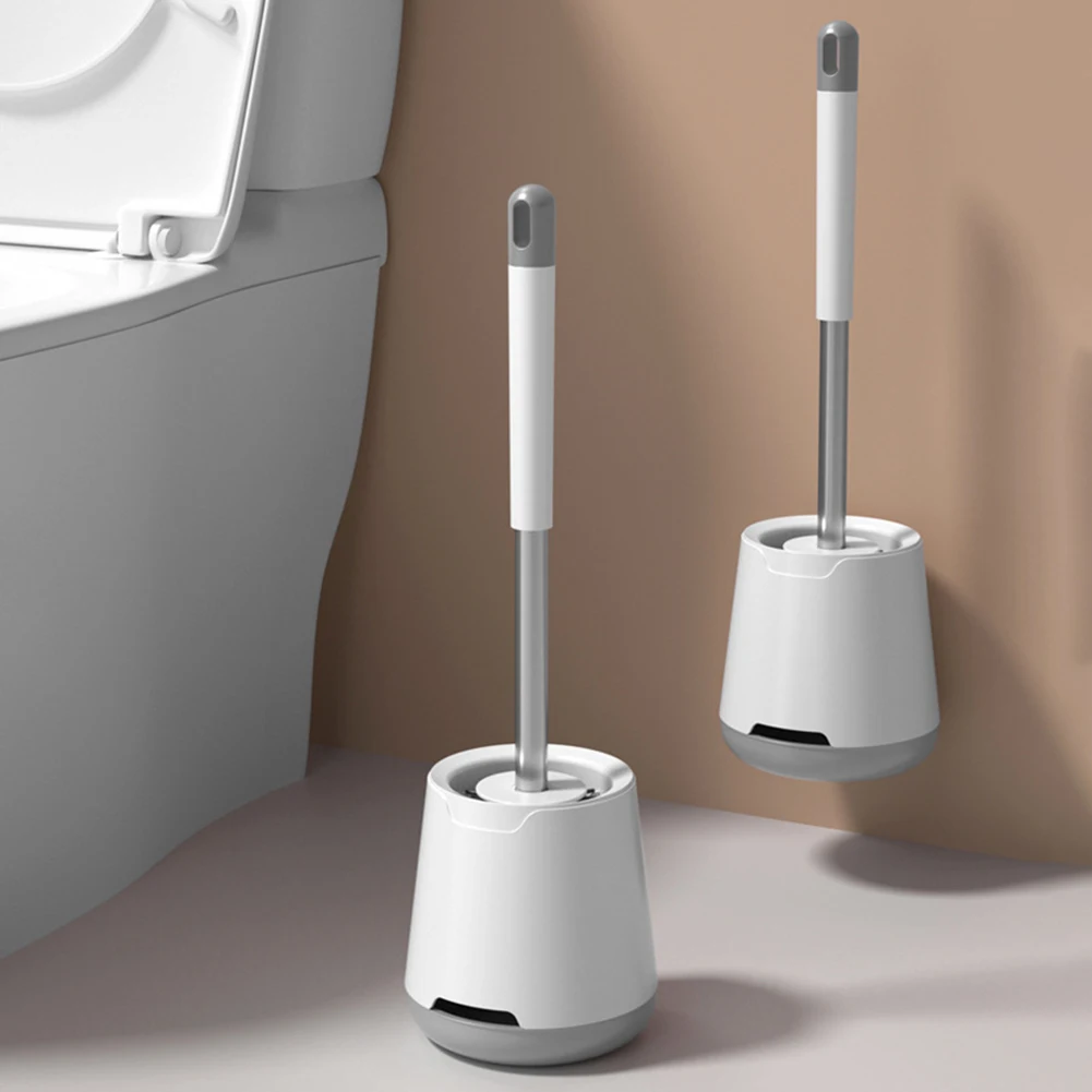 

Toilet Brush Soft Dense Strong Cleaning Brush Wall Mounted Floor-standing Cleaner Closed Bottom Design for Bathroom