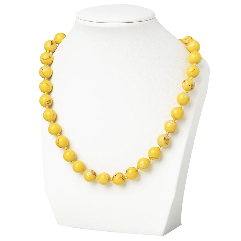 

2021 Yellow Synthetic Turquoises Fashion Smooth Bead Necklace For Women Classic Handmade Beads girl Necklace Jewelry Gift