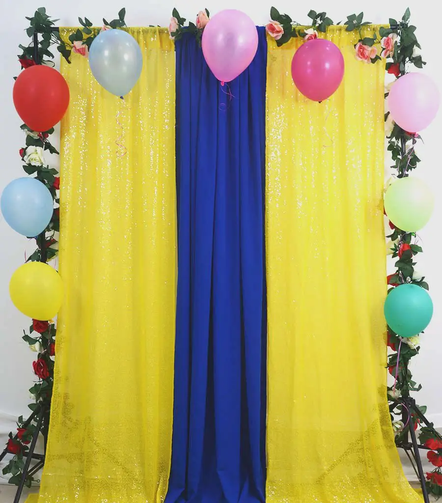 Блесток шторы 2 панели 96 дюймов желтый блесток фон блестящие фоны выпускного
