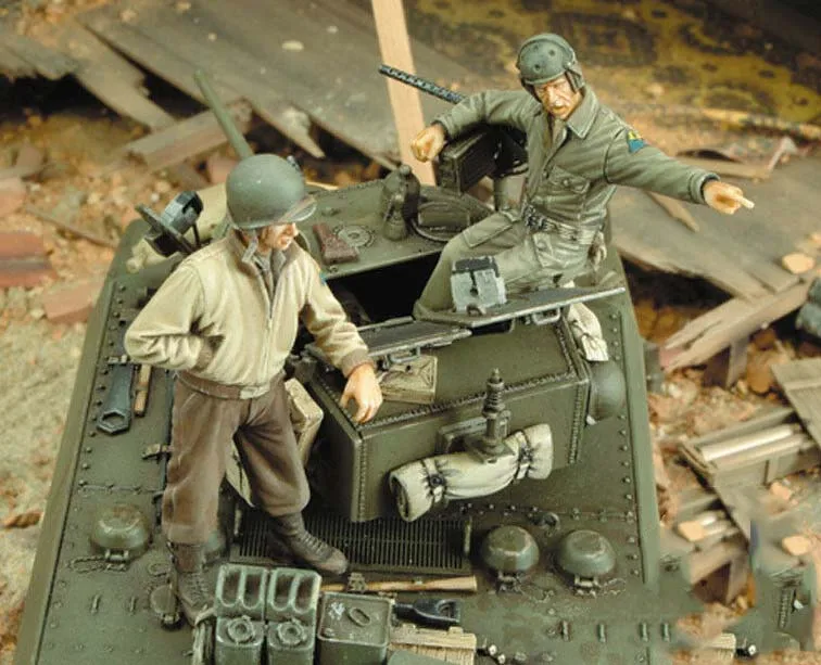 1/35 масштаб Неокрашенная смола фигура M3A3 Стюарт crew 2 Коллекция фигурок