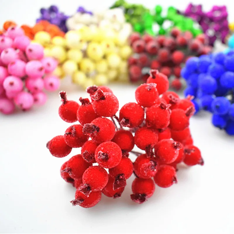 40 шт. мини рождественские матовые искусственные ягоды яркие красные Холли