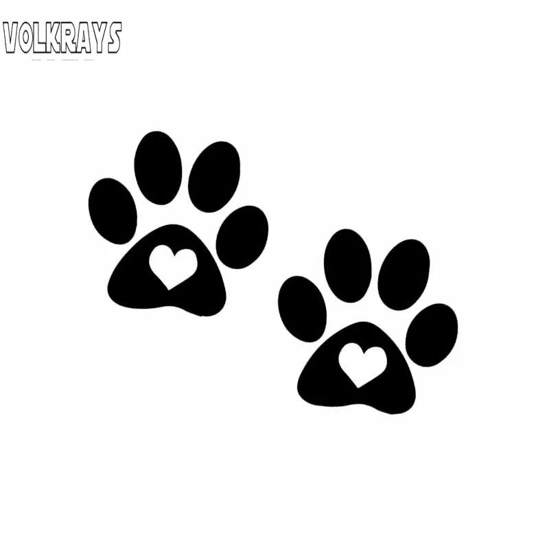 

Милые автомобильные наклейки Volkrays, с принтом лапы, сердца, собаки, аксессуары для украшения окон, виниловые наклейки черного/серебристого ц...