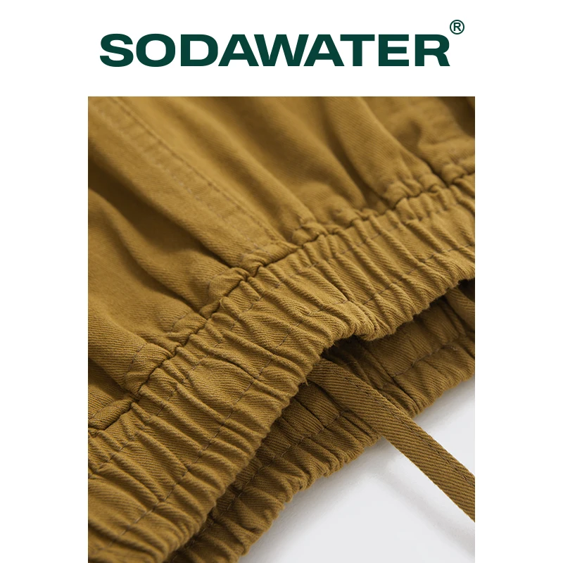 

SODAWATER Mens Cotton Baggy Pants Streetwear 2020 Japan Style Harajuku Loose Elastic Waist Cargo Pants Male Trousers