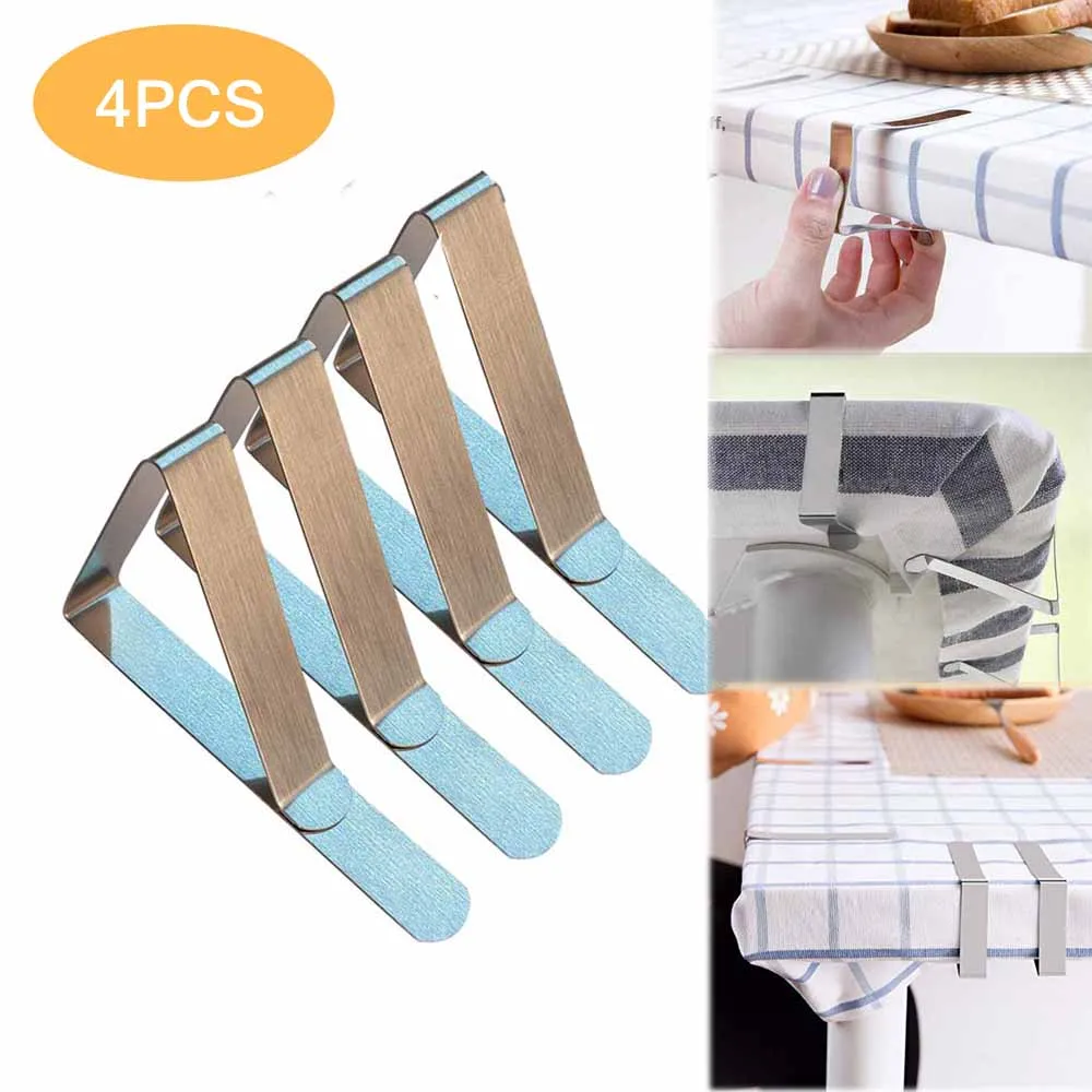 4 шт. Нержавеющая сталь зажимы для скатертей Портативный покрытие стола