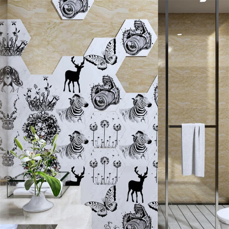 

Retro Non-slip Floor Tile Stickers Self Adhesive Ceramic Waterproof Wallpapers Art Diagonal Floor Stickers Kitchen Bathroom DIY