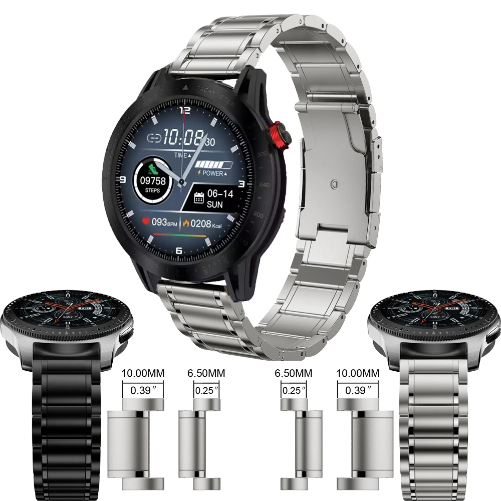 

Титановый металлический ремешок для часов Garmin Vivoactive 4/fenix Chronos 22 мм для TicWatch Pro/GTX, черный браслет для Polar Vantage M