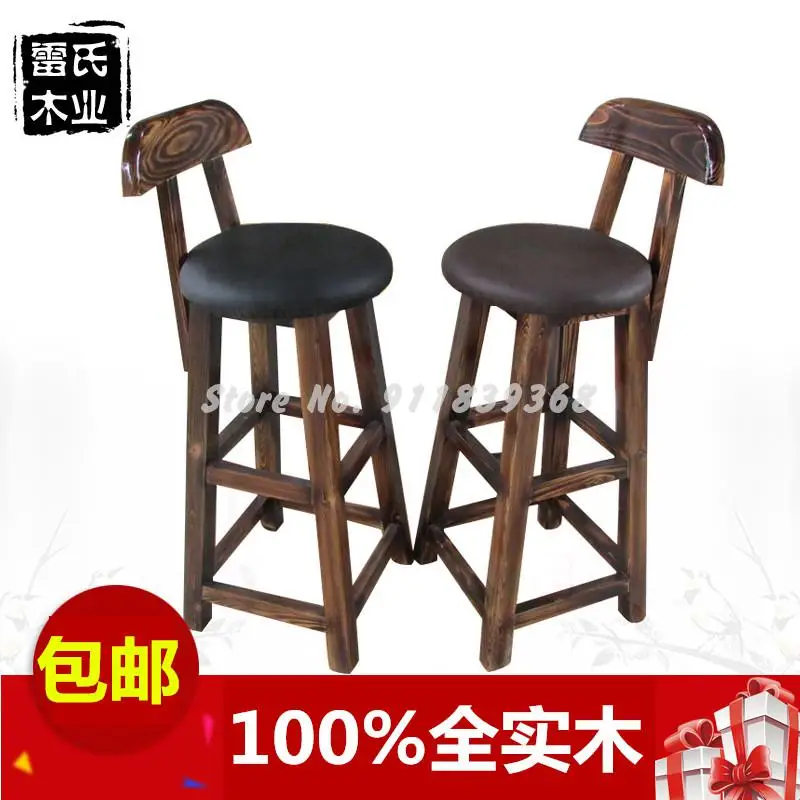 Твердая древесина барные стулья спинка кресла высоких стульях простых ретро