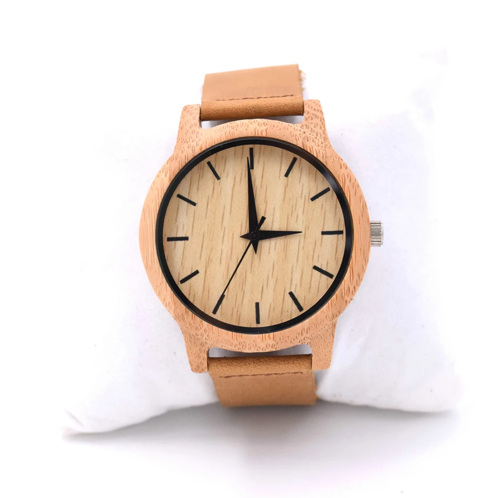 

Wood Watch women Casual Leather Band Wristwatches Man Brown Color Dial Sport Men's and women Watches Timepieces Male Clock Gifts