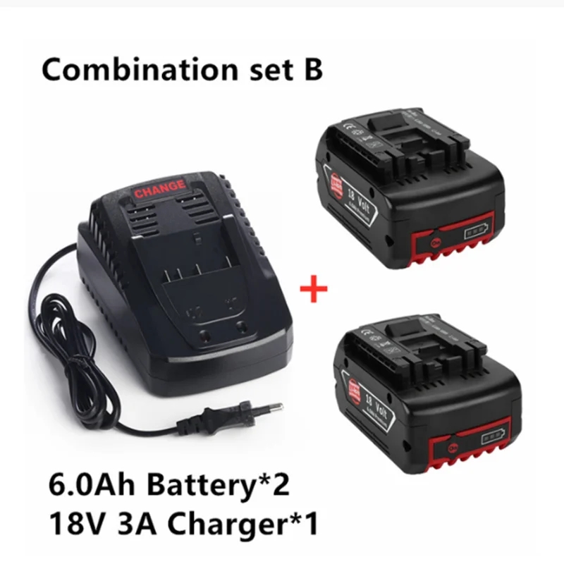 

2PCS18V 6000mAh Rechargeable lithium ion Battery For Bosch 18V 6.0Ah Backup Battery Portable Replacement BAT609, BAT609G, BAT611