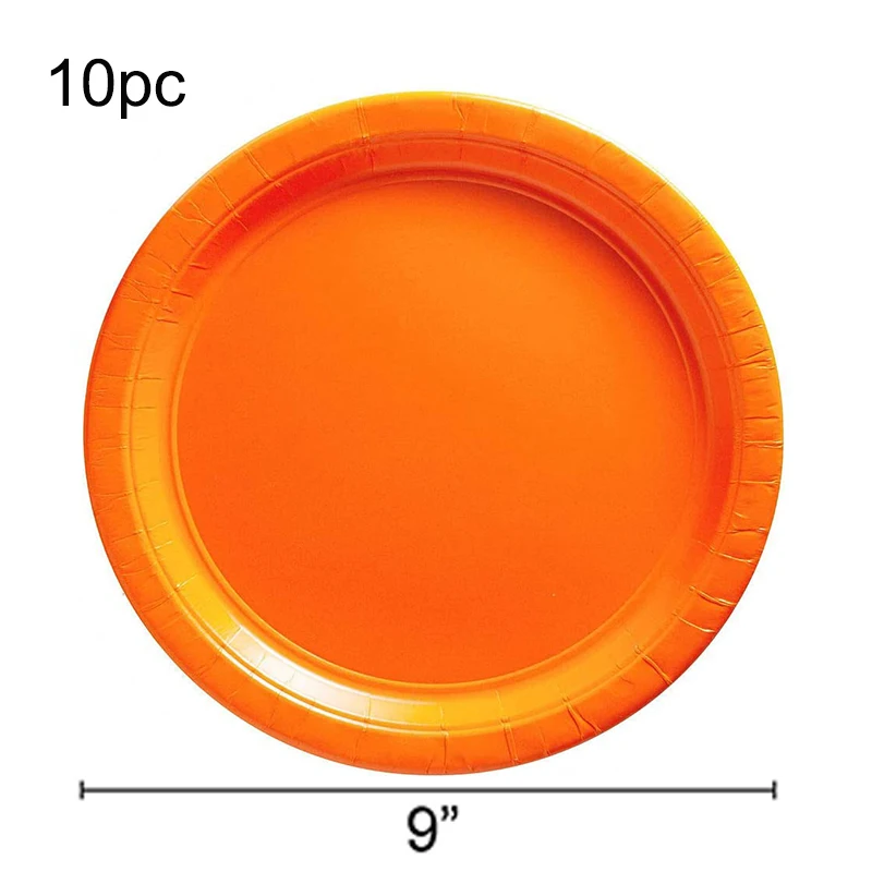 Набор одноразовых пластиковых тарелок чашек и салфеток оранжевого цвета | Дом