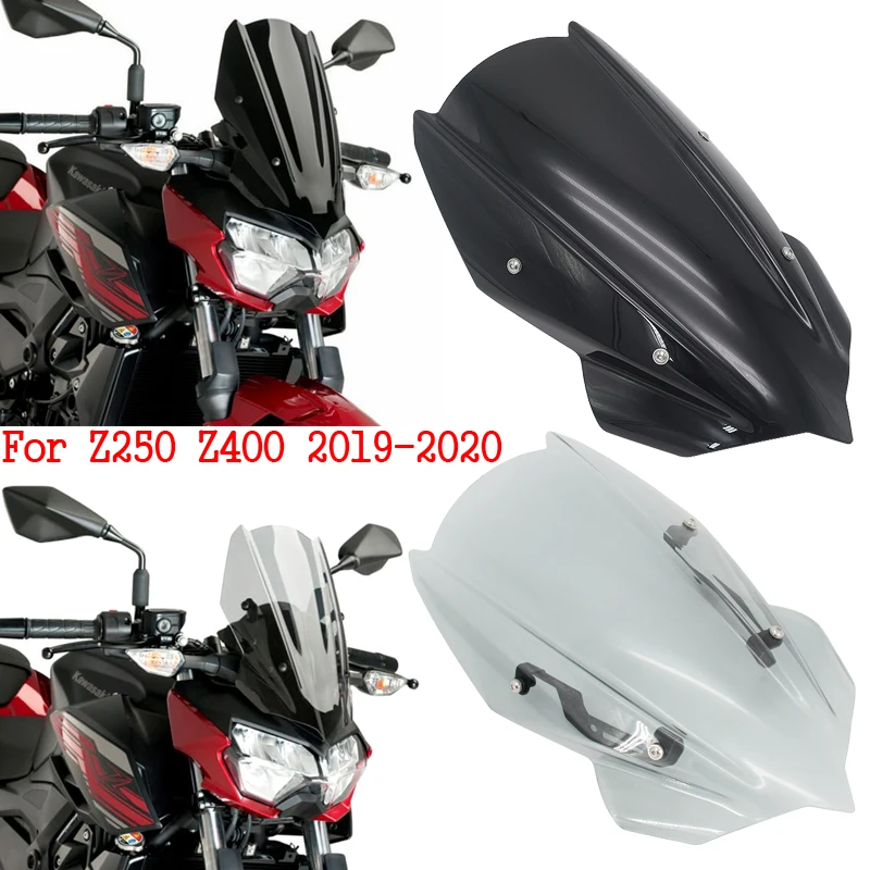 

Для KAWASAKI Z250, Z400, 2019, 2020, Z, 250, Z, 400, мотоциклетный спортивный дефлектор ветрового стекла, козырек, визатор, двойной пузырь