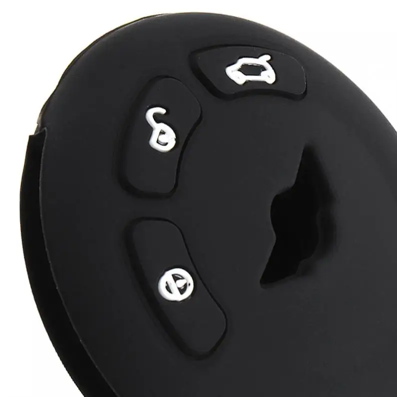 3 кнопки мягкий силиконовый умный автомобильный чехол для ключей Черный Прочный